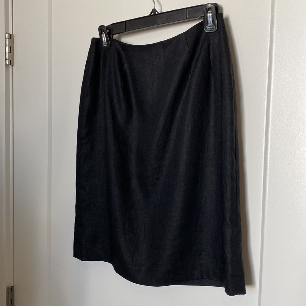 100% LINEN SKIRT AMANDA SMITH VINTAGE PURE LINEN NAVY BLUE SIZE * 6/8 - Picture 10 of 14